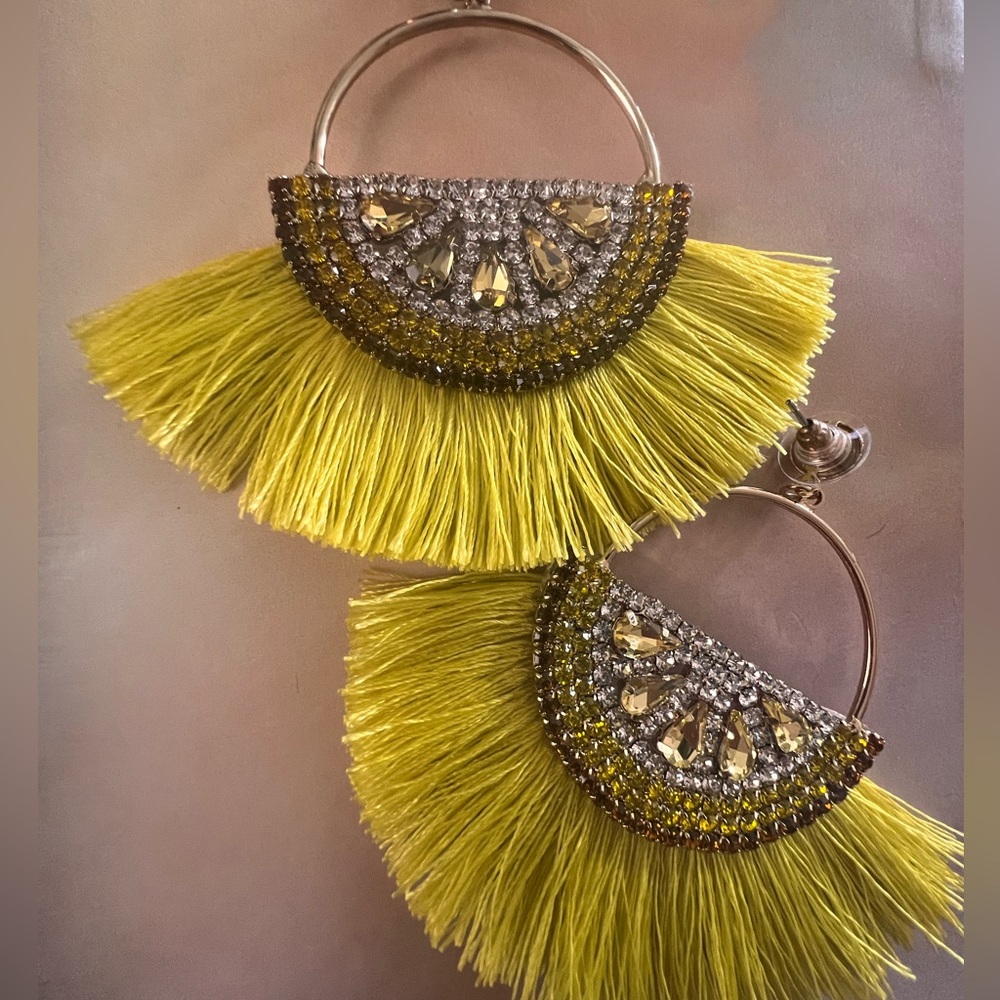 Lemon Fringe Statement Earrings